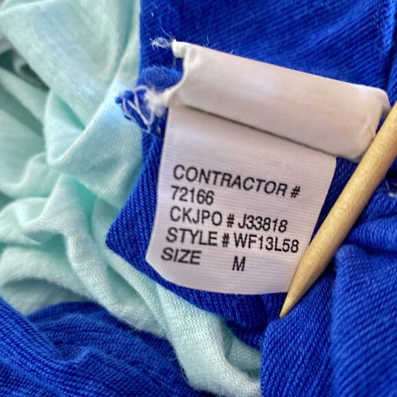 Calvin Klein Jeans White Aqua Blue Colorblock Cap Sleeve Top - Picture 9 of 12